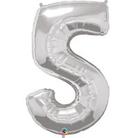 Qualatex Silver Number 5 Supershape Balloons