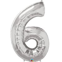 (image for) Qualatex Silver Number 6 Supershape Balloons