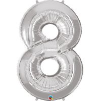 (image for) Qualatex Silver Number 8 Supershape Balloons
