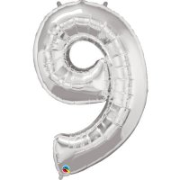 (image for) Qualatex Silver Number 9 Supershape Balloons