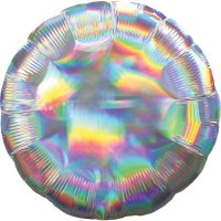 18" Silver Iridescent Circle Foil Balloons