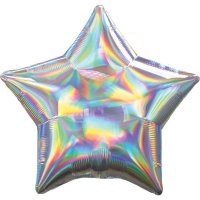 19" Silver Iridescent Star Foil Balloons