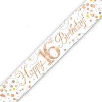 Sparkling Fizz Happy 16th Birthday Holographic Banner