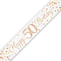Sparkling Fizz Happy 50th Birthday Holographic Banner