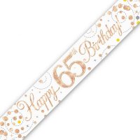 Sparkling Fizz Happy 65th Birthday Holographic Banner