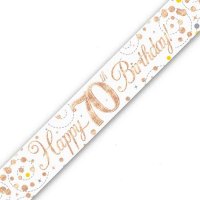 Sparkling Fizz Happy 70th Birthday Holographic Banner