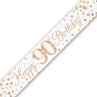 (image for) Sparkling Fizz Happy 90th Birthday Holographic Banner