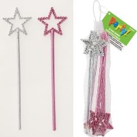 Silver And Pink Star Wands 8pk