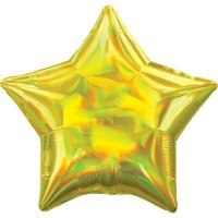 19" Yellow Iridescent Star Foil Balloons