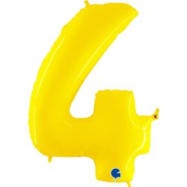 (image for) 40" Grabo Yellow Shiny Number 4 Supershape Balloons