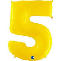 (image for) 40" Grabo Yellow Shiny Number 5 Supershape Balloons