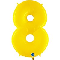 (image for) 40" Grabo Yellow Shiny Number 8 Supershape Balloons