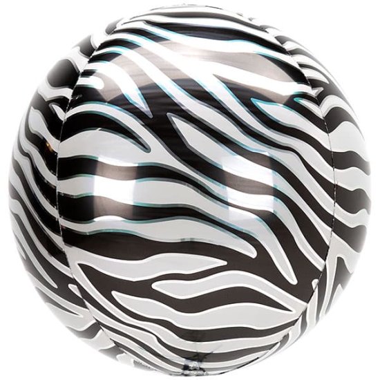 (image for) 15" Zebra Printed Animalz Orbz Foil Balloons