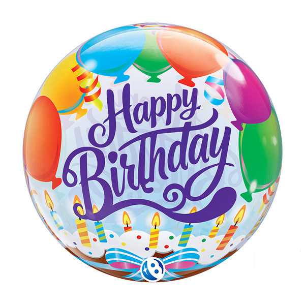 22" Happy Birthday Balloons And Candles Stretchy Bubble Balloons