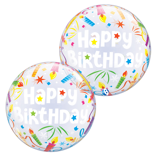 22" Birthday Lit Candles Stretchy Bubble Balloons