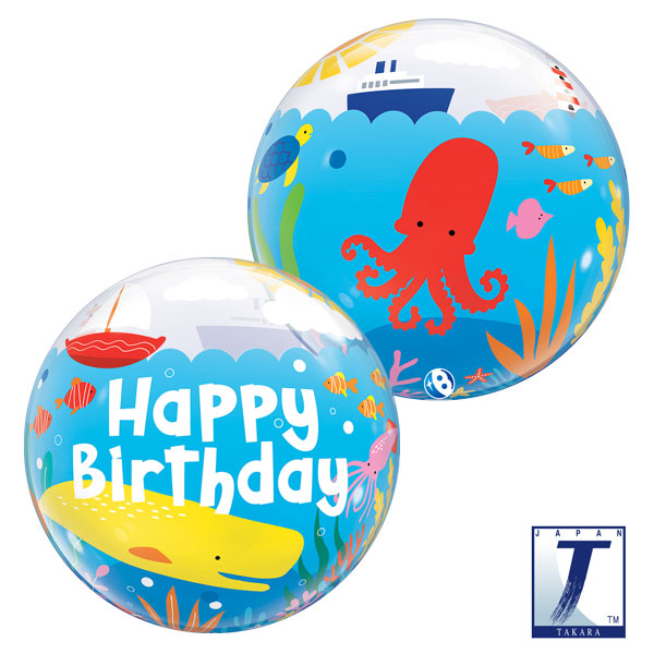 22" Happy Birthday Maritime Fun Stretchy Bubble Balloons