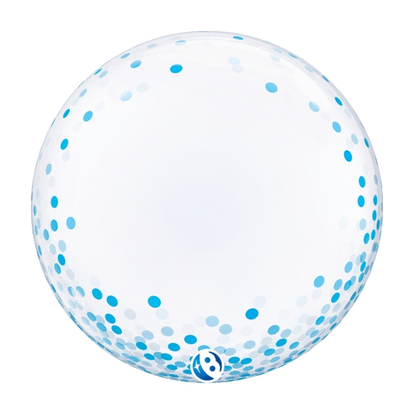 24" Blue Confetti Stretchy Deco Bubble Balloons