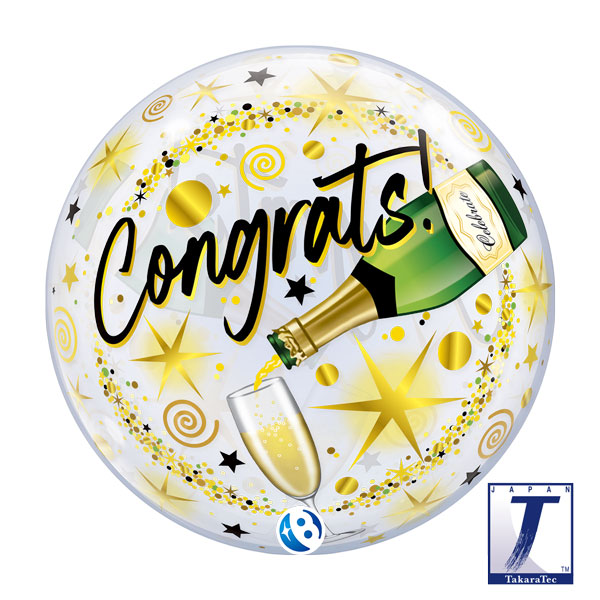 22" Congrats Sparkle Stretchy Bubble Balloons