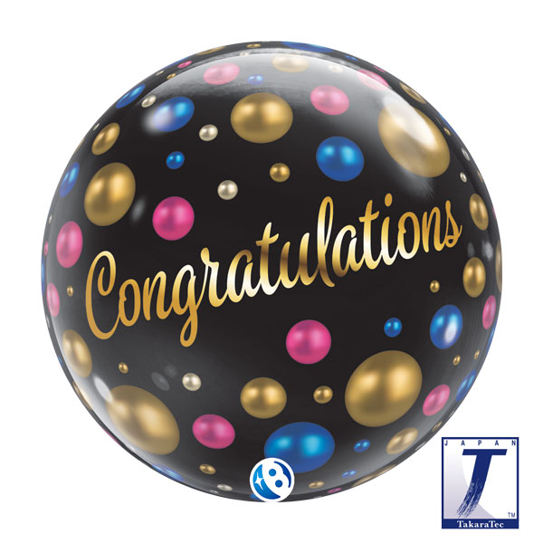 22" Congratulations Dots Stretchy Bubble Balloons