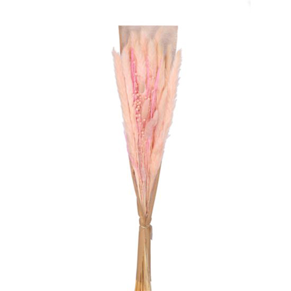 (image for) Pink And Light Pink Pampas & Lagurus Dried Flower Bouquet