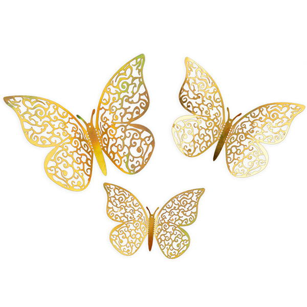 (image for) 3D Gold Iridescent Adhesive Butterflies 12 pack