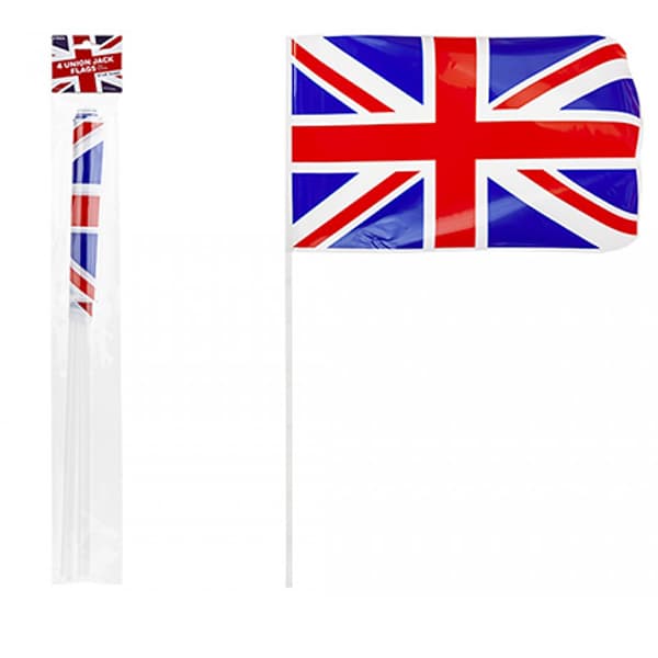 (image for) Union Jack Plastic Hand Flags 4pk