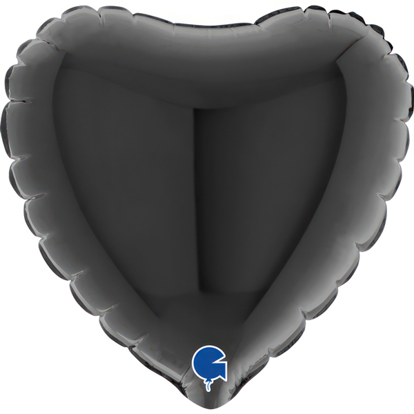 (image for) 4" Grabo Black Plain Heart Air Fill Balloons