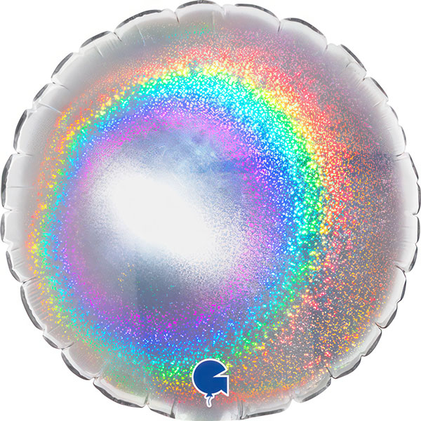 (image for) 4" Grabo Glitter Silver Plain Round Air Fill Balloons