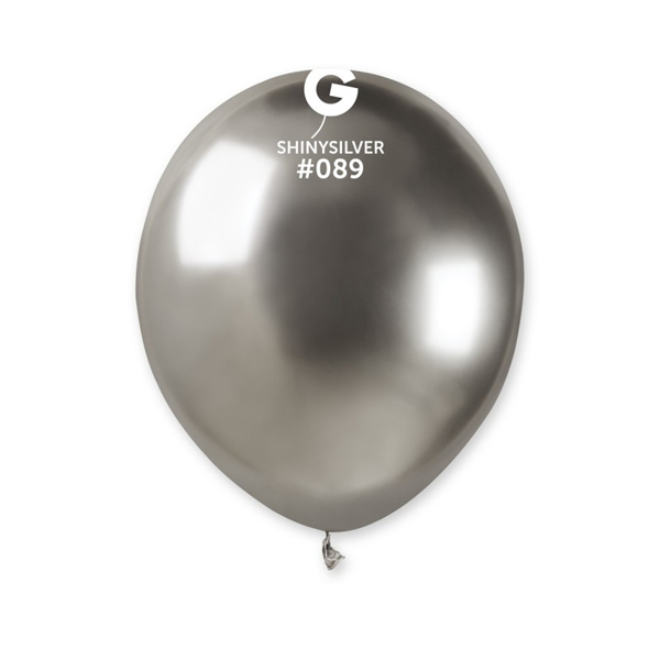 (image for) 5" Shiny Silver Latex Balloons 50pk