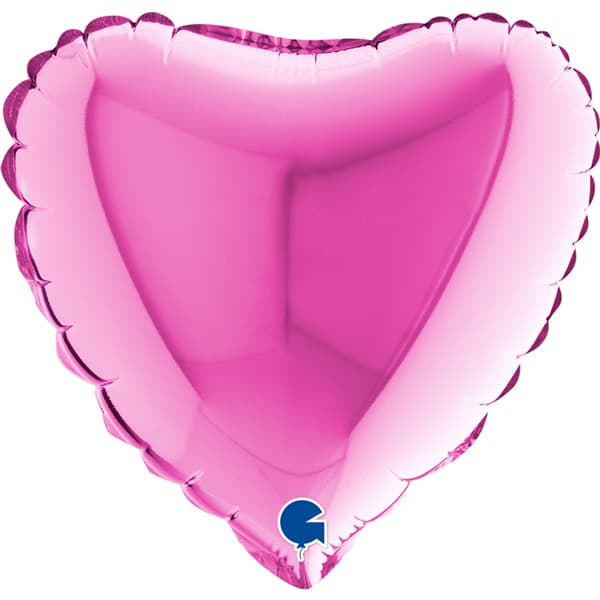 (image for) 9" Grabo Fuchsia Pink Plain Heart Air Fill Balloons