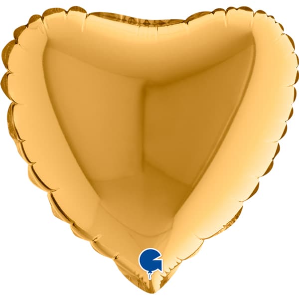 (image for) 9" Grabo Gold Plain Heart Air Fill Balloons