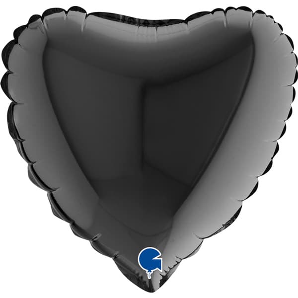 (image for) 9" Grabo Black Plain Heart Air Fill Balloons