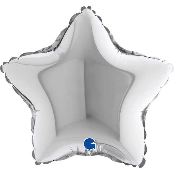 (image for) 9" Grabo Silver Plain Star Air Fill Balloons