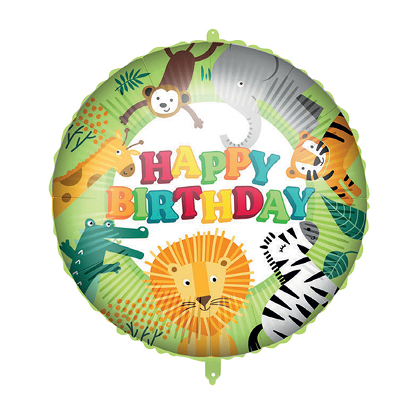 (image for) 18" Happy Birthday Jungle Foil Balloons