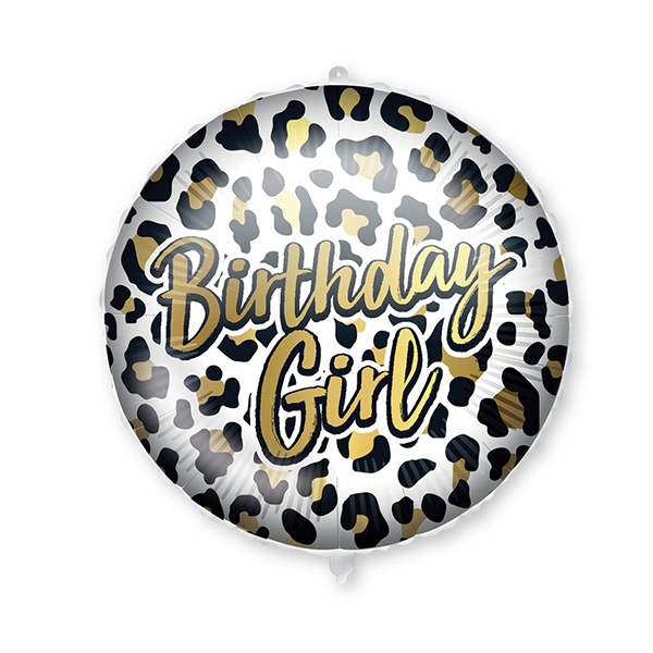 (image for) 18" Birthday Girl Leopard Print Foil Balloons