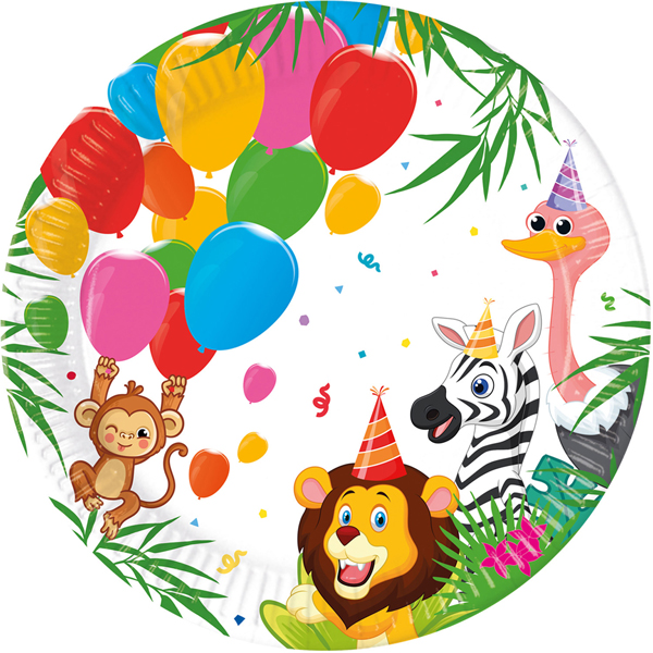 (image for) Jungle Balloons Paper Plates 8pk