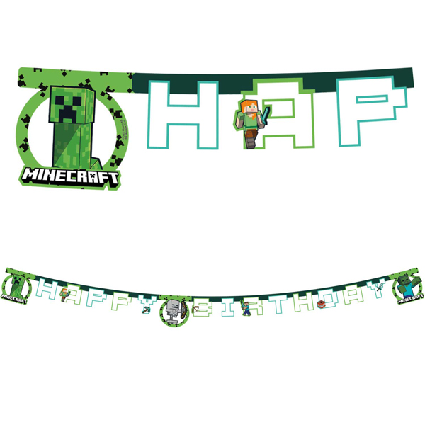 (image for) Minecraft Party Happy Birthday Banner