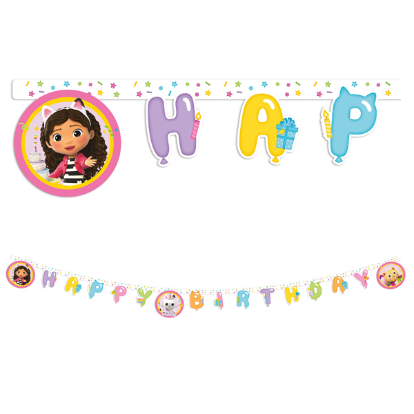 (image for) Gabby's Dollhouse Party Happy Birthday Banner