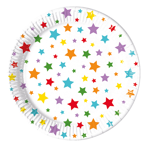 (image for) Multicolor Bright Stars Paper Plates 8pk