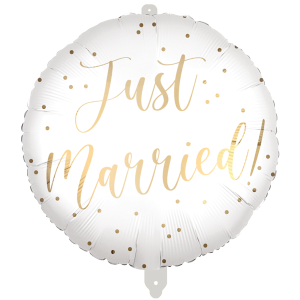 (image for) 18" White And Gold Just Married Foil Balloons