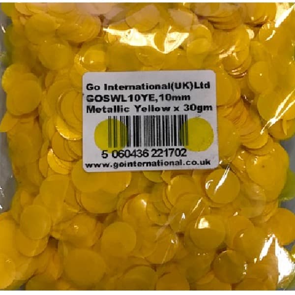 (image for) 10mm Metallic Yellow Circular Confetti 30g