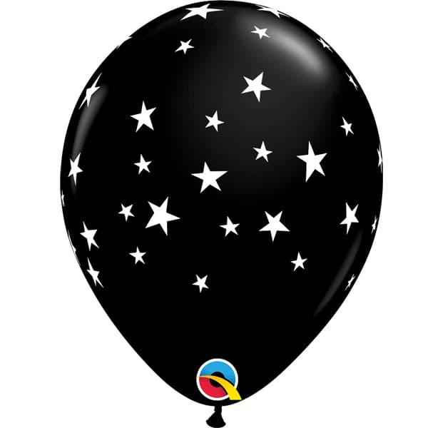 (image for) 11" Onyx Black Contempo Stars Latex Balloons 25pk