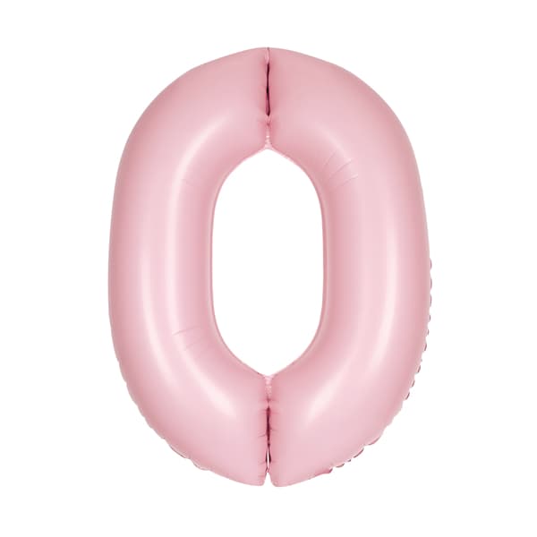 (image for) 34" Pastel Matte Pink Number 0 Supershape Balloons