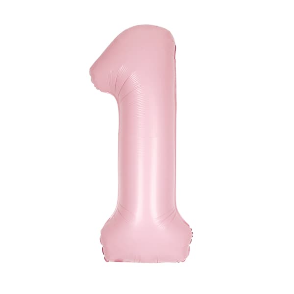 (image for) 34" Pastel Matte Pink Number 1 Supershape Balloons