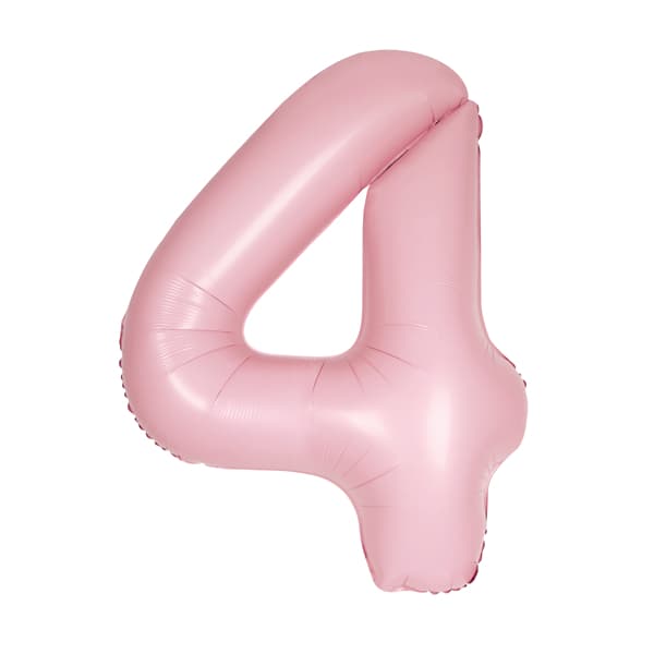 (image for) 34" Pastel Matte Pink Number 4 Supershape Balloons