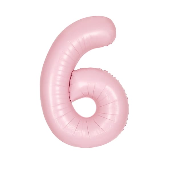 (image for) 34" Pastel Matte Pink Number 6 Supershape Balloons