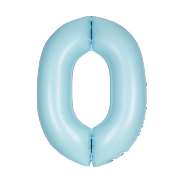 (image for) 34" Pastel Matte Blue Number 0 Supershape Balloons