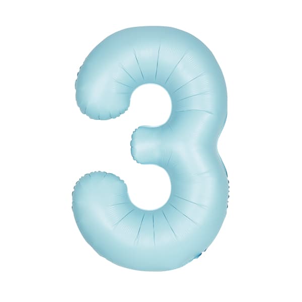 (image for) 34" Pastel Matte Blue Number 3 Supershape Balloons