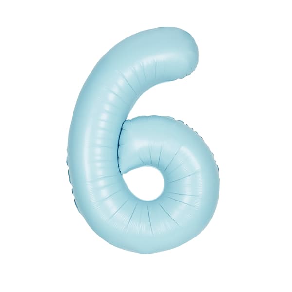 (image for) 34" Pastel Matte Blue Number 6 Supershape Balloons