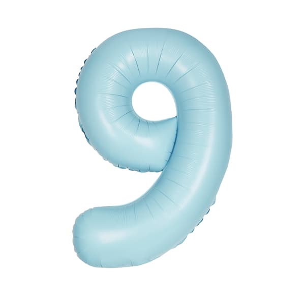 (image for) 34" Pastel Matte Blue Number 9 Supershape Balloons